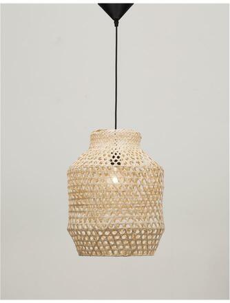 NOVA LUCE závěsné svítidlo MIA přírodní ratan černý kabel E27 1x12W 230V IP20 bez žárovky 9858659