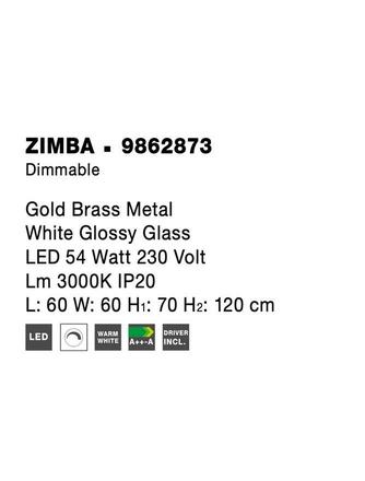 NOVA LUCE závěsné svítidlo ZIMBA zlatý mosazný kov bílé lesklé sklo LED 54W 230V 3000K IP20 stmívatelné 9862873