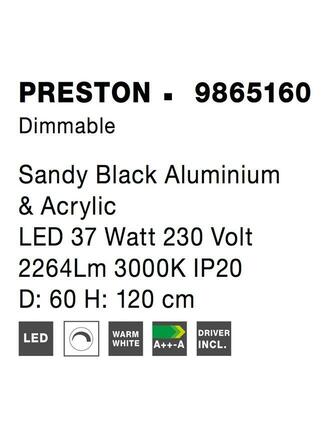 NOVA LUCE závěsné svítidlo PRESTON černý hliník a akryl LED 37W 230V 3000K IP20 stmívatelné 9865160