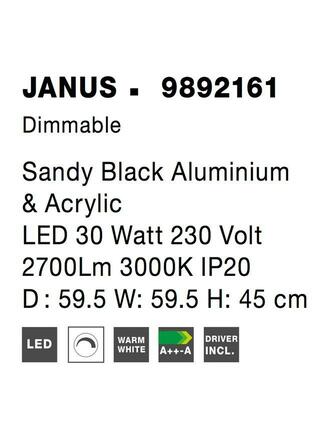 NOVA LUCE stropní svítidlo JANUS černý hliník a akryl LED 30W 230V 3000K IP20 stmívatelné 9892161