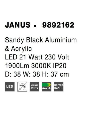 NOVA LUCE stropní svítidlo JANUS černý hliník a akryl LED 21W 230V 3000K IP20 9892162