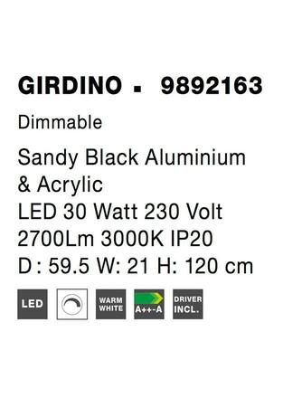 NOVA LUCE závěsné svítidlo GIRDINO černý hliník a akryl LED 30W 230V 3000K IP20 stmívatelné 9892163