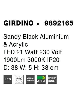 NOVA LUCE nástěnné svítidlo GIRDINO černý hliník a akryl LED 21W 230V 3000K IP20 9892165
