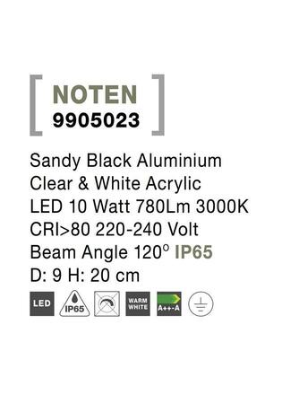 NOVA LUCE venkovní sloupkové svítidlo NOTEN černý hliník čirý a bílý akryl LED 8W 3000K 220-240V IP65 120st. IP65 9905023