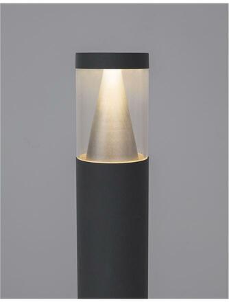 NOVA LUCE venkovní sloupkové svítidlo ROCK černý hliník stříbrný hliník a čirý akryl LED 8W 3000K 220-240V 120st. IP65 9905024
