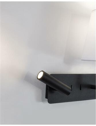 NOVA LUCE nástěnné svítidlo SAVONA bílé stínidlo a černý hliník nastavitelné - vypínač na těle LED Samsung 3W 3000K E27 1x12W 230V IP20 bez žárovky čtecí lampička 9919151