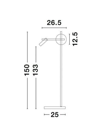 NOVA LUCE stojací lampa JOLINE černý kov a hliníkbílé opálové sklo vypínač na těle LED 6W Samsung 1x3W 230V 3200K čtecí lampička IP20 9919532