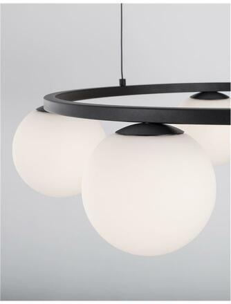 NOVA LUCE závěsné svítidlo JOLINE černý kov a hliník bílé opálové sklo LED 40W 240V 3200K IP20 9919603