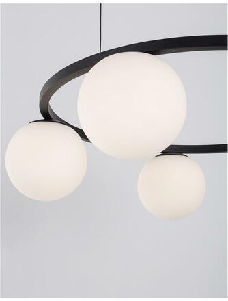 NOVA LUCE závěsné svítidlo JOLINE černý kov a hliník bílé opálové sklo LED 40W 240V 3200K IP20 9919603