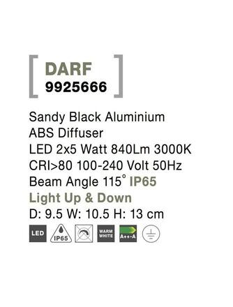 NOVA LUCE venkovní nástěnné svítidlo DARF černý hliník ABS difuzor LED 2x5W 3000K 100-240V 115st. IP65 světlo nahoru a dolů 9925666