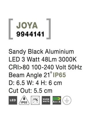 NOVA LUCE venkovní zapuštěné svítidlo do zdi JOYA černý hliník LED 3W 3000K 100-240V 21st. IP65 9944141