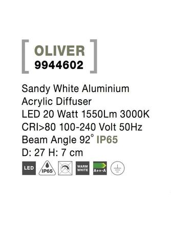 Nova Luce Venkovní stropní svítidlo OLIVER - 20 W, 1550 lm, 3000 K, bílá NV 9944602