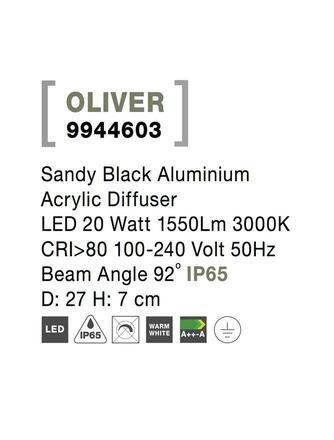 Nova Luce Venkovní stropní svítidlo OLIVER - 20 W, 1550 lm, 3000 K, černá NV 9944603