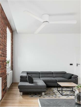 NOVA LUCE stropní ventilátor DELL tělo z hliníku matná bílá 3ABS dřevěné listy 9952325