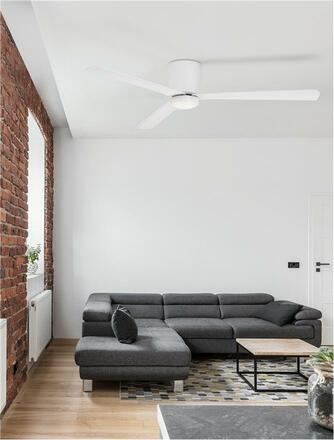 NOVA LUCE stropní ventilátor DELL tělo z hliníku matná bílá 3ABS dřevěné listy 9952325