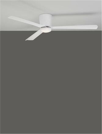 NOVA LUCE stropní ventilátor DELL tělo z hliníku matná bílá 3ABS dřevěné listy 9952325