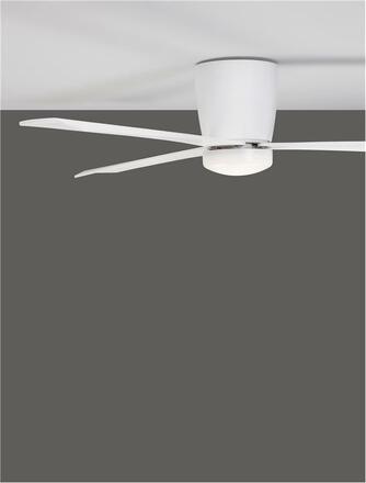 NOVA LUCE stropní ventilátor DELL tělo z hliníku matná bílá 3ABS dřevěné listy 9952325