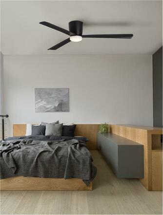 NOVA LUCE stropní ventilátor DELL tělo z hliníku matná černá 3ABS dřevěné listy 9952330