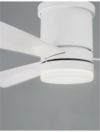 NOVA LUCE stropní ventilátor se světlem SILKY matná bílá ocel a sklo bílé dřevené listy 5 rychlostí 35W LED 18W 3000K 9953015