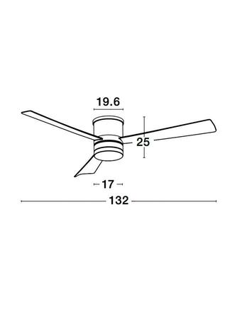 NOVA LUCE stropní ventilátor se světlem SATIN broušený nikl ocel a sklo dřevěné listy 5 rychlostí 35W LED 18W 3000K 9953016