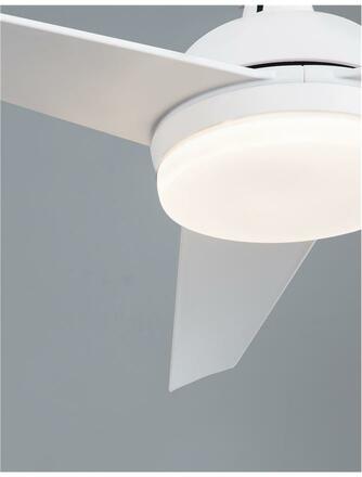 NOVA LUCE stropní ventilátor se světlem FLOW matná bílá ocel a sklo bílá 5ti rychlostní dálkové ovládání 37W LED 3000K 9953198