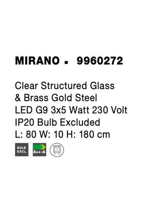 NOVA LUCE závěsné svítidlo MIRANO čiré strukturované sklo a mosaz zlatá G9 3x5W 230V IP20 bez žárovky 9960272