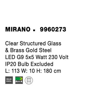 NOVA LUCE závěsné svítidlo MIRANO čiré strukturované sklo a mosaz zlatá G9 5x5W 230V IP20 bez žárovky 9960273