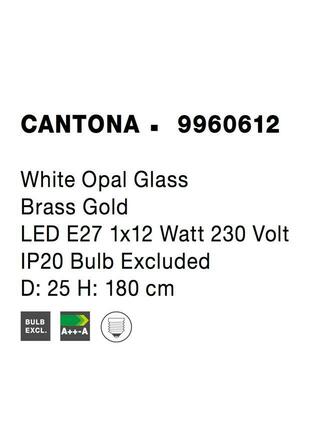 NOVA LUCE závěsné svítidlo CANTONA bílé opálové sklo mosaz zlatá E27 1x12W 230V IP20 bez žárovky 9960612