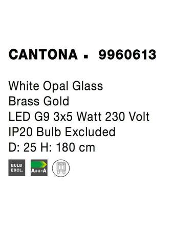 NOVA LUCE závěsné svítidlo CANTONA bílé opálové sklo mosaz zlatá G9 3x5W 230V IP20 bez žárovky 9960613