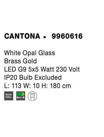 NOVA LUCE závěsné svítidlo CANTONA bílé opálové sklo mosaz zlatá G9 5x5W 230V IP20 bez žárovky 9960616
