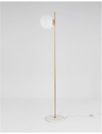 NOVA LUCE stojací lampa CANTONA bílé opálové sklo mosaz zlatá a mramor E27 1x12W 230V IP20 bez žárovky 9960619
