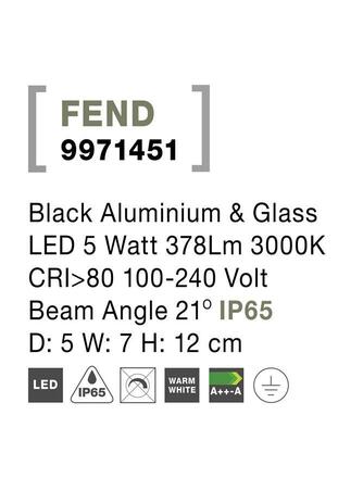NOVA LUCE venkovní nástěnné svítidlo FEND černý hliník a sklo LED 5W 3000K 100-240V 21st. IP65 9971451