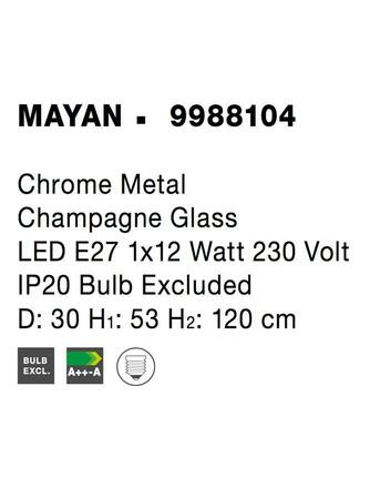 NOVA LUCE závěsné svítidlo MAYAN chromovaný kov šampaň sklo E27 1x12W 230V IP20 bez žárovky 9988104