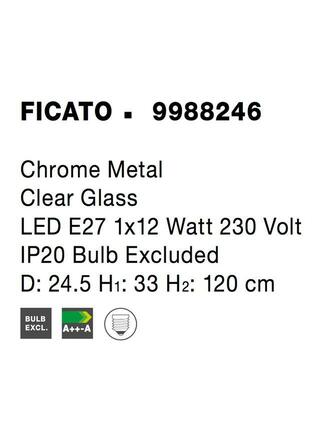 NOVA LUCE závěsné svítidlo FICATO chromovaný kov čiré sklo E27 1x12W 230V IP20 bez žárovky 9988246