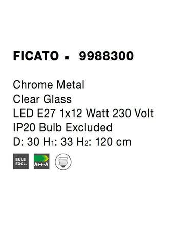 NOVA LUCE závěsné svítidlo FICATO chromovaný kov čiré sklo E27 1x12W 230V IP20 bez žárovky 9988300