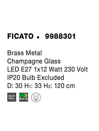 NOVA LUCE závěsné svítidlo FICATO mosazný kov šampaň sklo E27 1x12W 230V IP20 bez žárovky 9988301