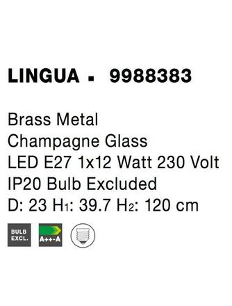 NOVA LUCE závěsné svítidlo LINGUA mosazný kov šampaň sklo E27 1x12W 230V IP20 bez žárovky 9988383