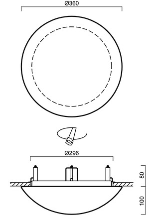 OSMONT AUR68098 AURA V10 stropní/nástěnné skleněné polovestavné svítidlo bílá IP44 3000 K 14W LED DALI HF
