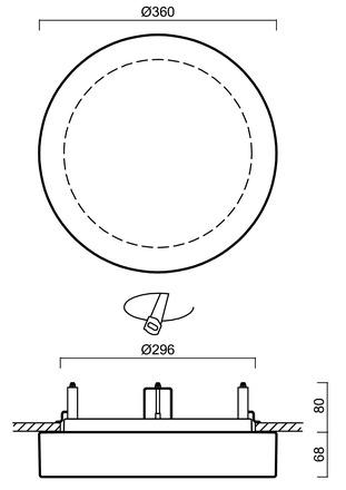 OSMONT ELS68121 ELSA V3 stropní/nástěnné skleněné polovestavné svítidlo bílá IP44 3000 K 14W LED DALI