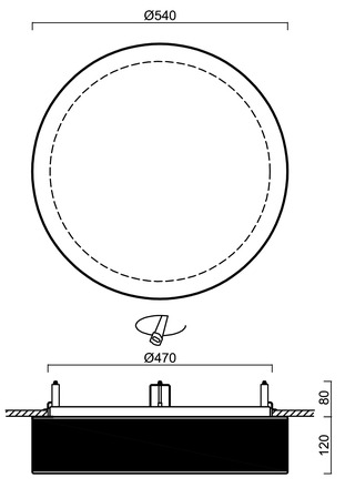 OSMONT ERI67165 ERIS CV4 stropní/nástěnné skleněné polovestavné svítidlo bílá / bílo - černá IP44 3000 K 52W LED DALI