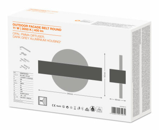 LEDVANCE O FACADE BELT RD 11 W 3000 K IP54 GY 4058075074972
