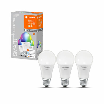 LEDVANCE SMART+ WiFi Classic 60 9 W/RGB+2700-6500 K E27 3ks 4058075485754