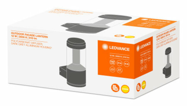 LEDVANCE O FACADE LANTERN 12 W 3000 K IP54 GY 4058075074835