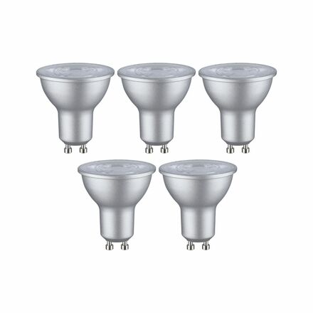 PAULMANN Standard 230V LED reflektor GU10 5ks sada 4,9W 4000K hliník