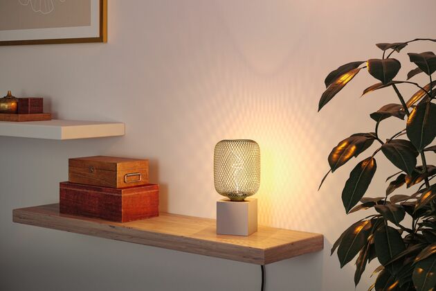 PAULMANN Kovic Glow Standard 230V LED žárovka Zyl E27 4W 1800K stmívatelné mosaz