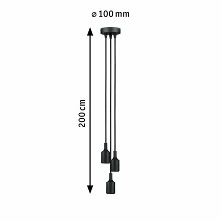 PAULMANN Závěsné svítidlo Neordic Ketil E27 max. 3x20W černá 503.82