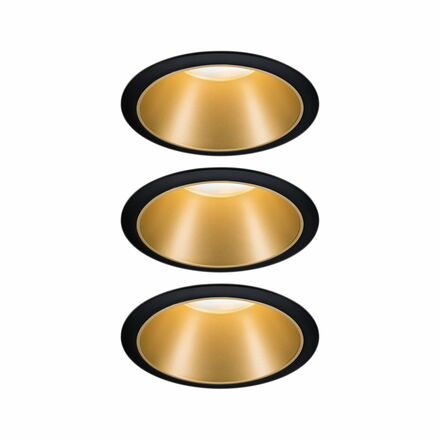 PAULMANN Smart Home Zigbee set Smart Home Zigbee 3.0 vestavné svítidlo Cole + Zigbee Coin IP44 kruhové 88mm 3x6W 230V stmívatelné 2700K černá/zlatá mat