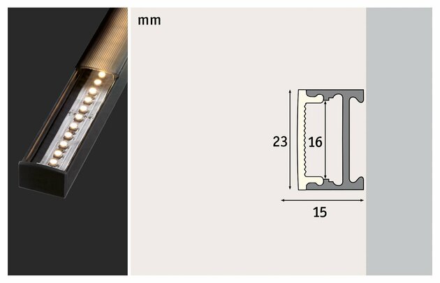 PAULMANN LED Strip Profil Square 2m černá