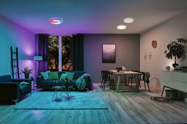 PAULMANN LED stropní svítidlo Rainbow efekt duhy RGBW 230V 22W chrom/bílá