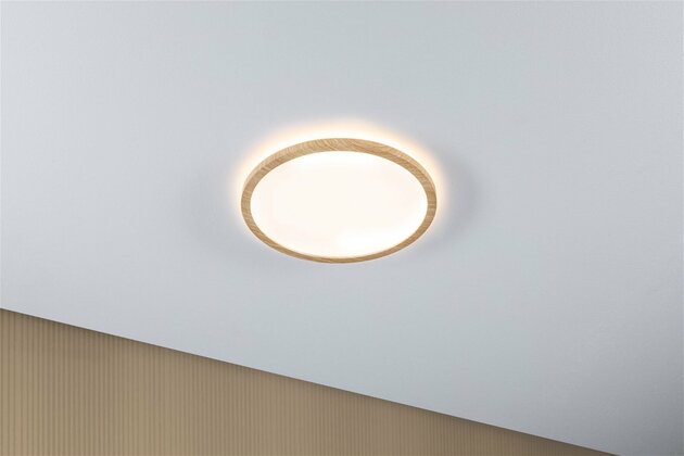 PAULMANN LED Panel Atria Shine Backlight IP44 kruhové 293mm 16W 3000K design dřevo 710.28